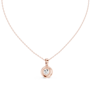 Front-view: Round Diamond Pendant with Bezel Setting in 14k Rose Gold - Lab Grown - Driona Jewels