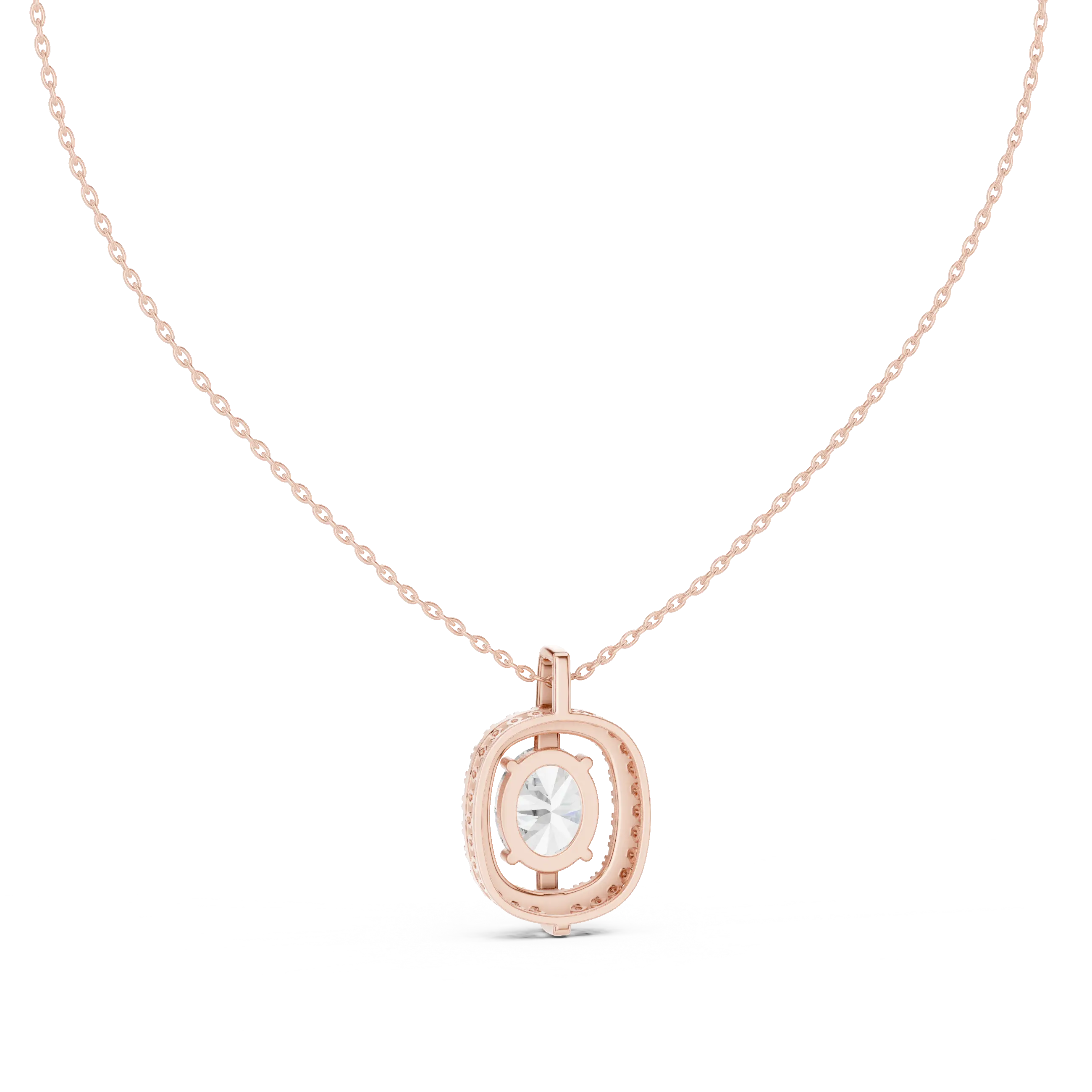 Front-View: Round Diamond Pendant with Bezel Setting in 14k Rose Gold - Lab Grown - Driona Jewels
