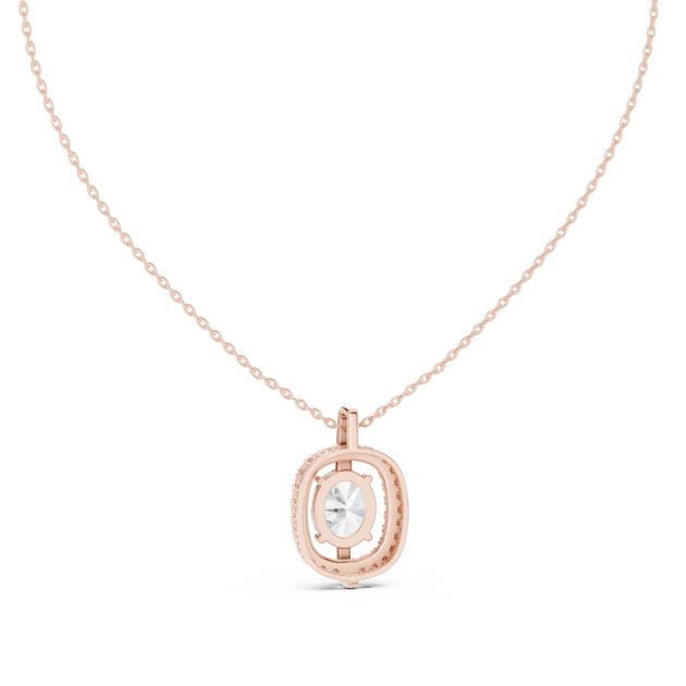 Front-View: Round Diamond Pendant with Bezel Setting in 14k Rose Gold - Lab Grown - Driona Jewels