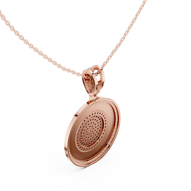 Front-view: Round Diamond Pendant with Bezel Setting in 14k Rose Gold - Lab Grown - Driona Jewels