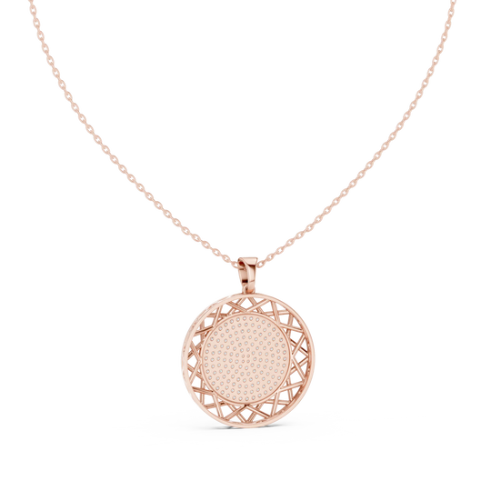 Front-View: Round Diamond Pendant with Bezel Setting in 14k Rose Gold - Lab Grown - Driona Jewels