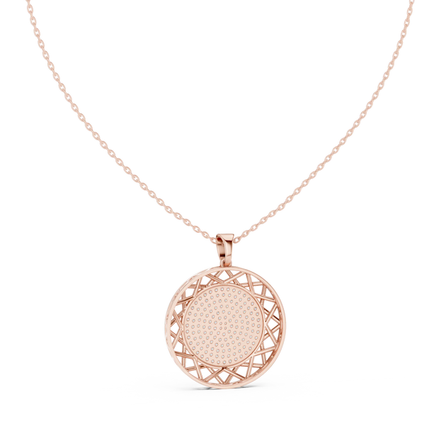 Front-View: Round Diamond Pendant with Bezel Setting in 14k Rose Gold - Lab Grown - Driona Jewels