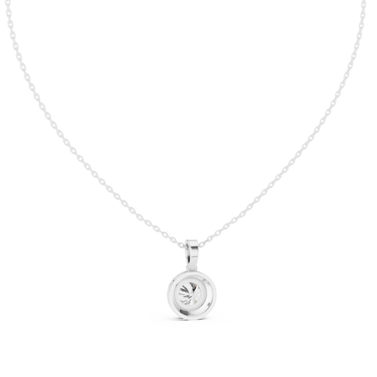 Front-view: Round Diamond Pendant with Bezel Setting in 925 Silver - Lab Grown - Driona Jewels