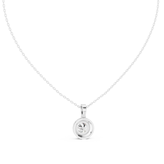 Front-view: Round Diamond Pendant with Bezel Setting in 925 Silver - Lab Grown - Driona Jewels