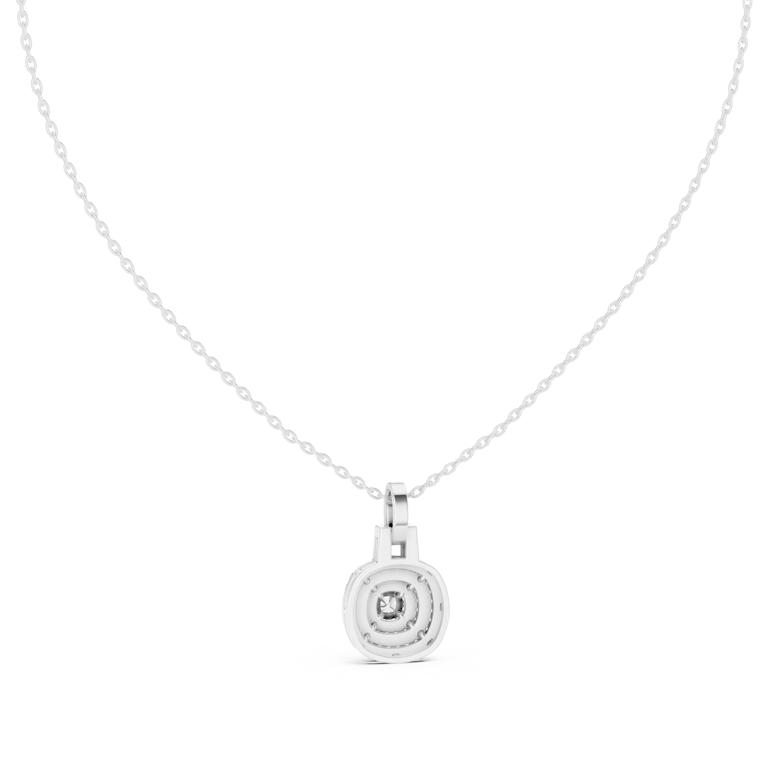 Front-view: Round Diamond Pendant with Bezel Setting in 925 Silver - Lab Grown - Driona Jewels