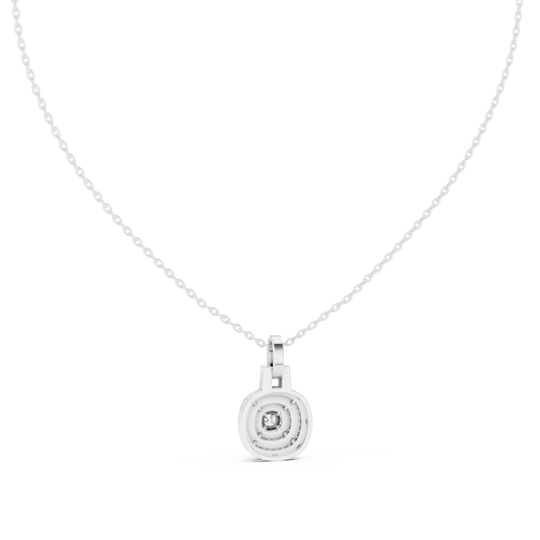 Front-view: Round Diamond Pendant with Bezel Setting in 925 Silver - Lab Grown - Driona Jewels