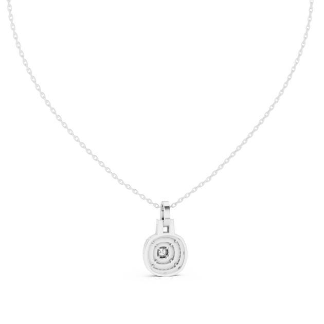 Front-view: Round Diamond Pendant with Bezel Setting in 925 Silver - Lab Grown - Driona Jewels