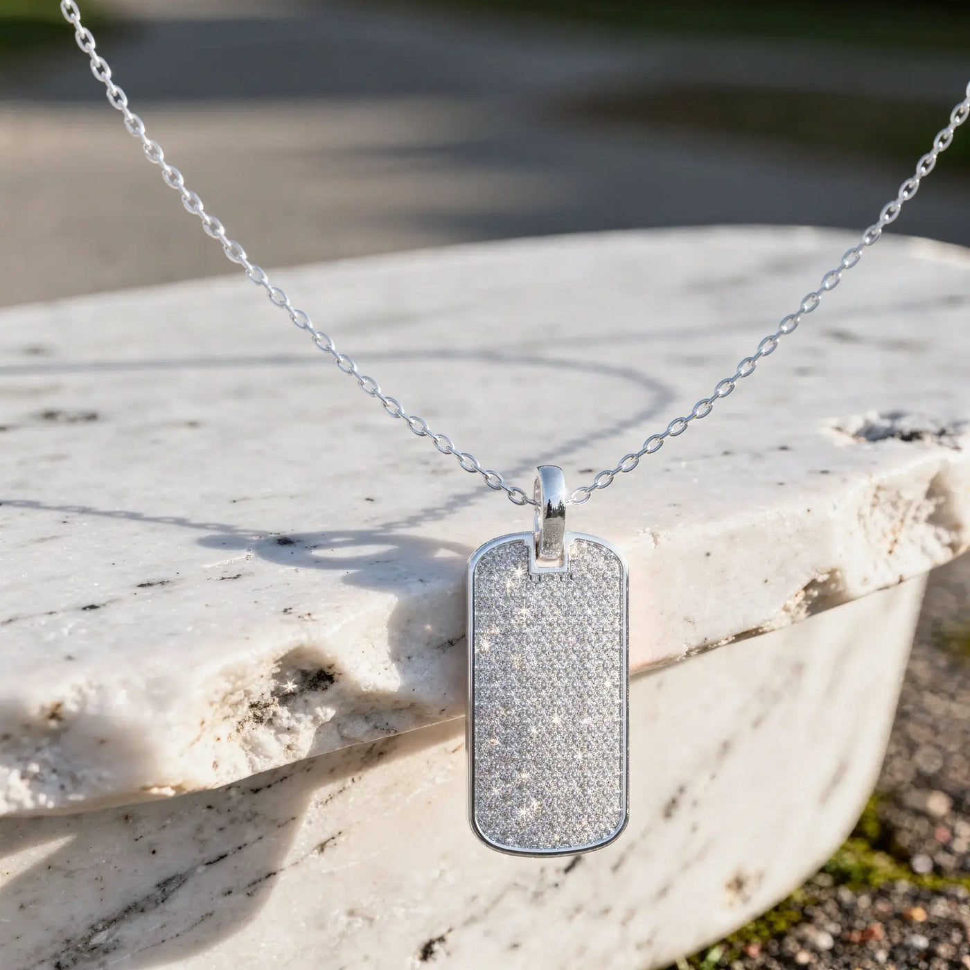 Front-view: Round Diamond Pendant with Bezel Setting in 925 Silver - Lab Grown - Driona Jewels