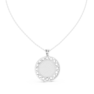Front-view: Round Diamond Pendant with Bezel Setting in 14k White Gold - Lab Grown - Driona Jewels