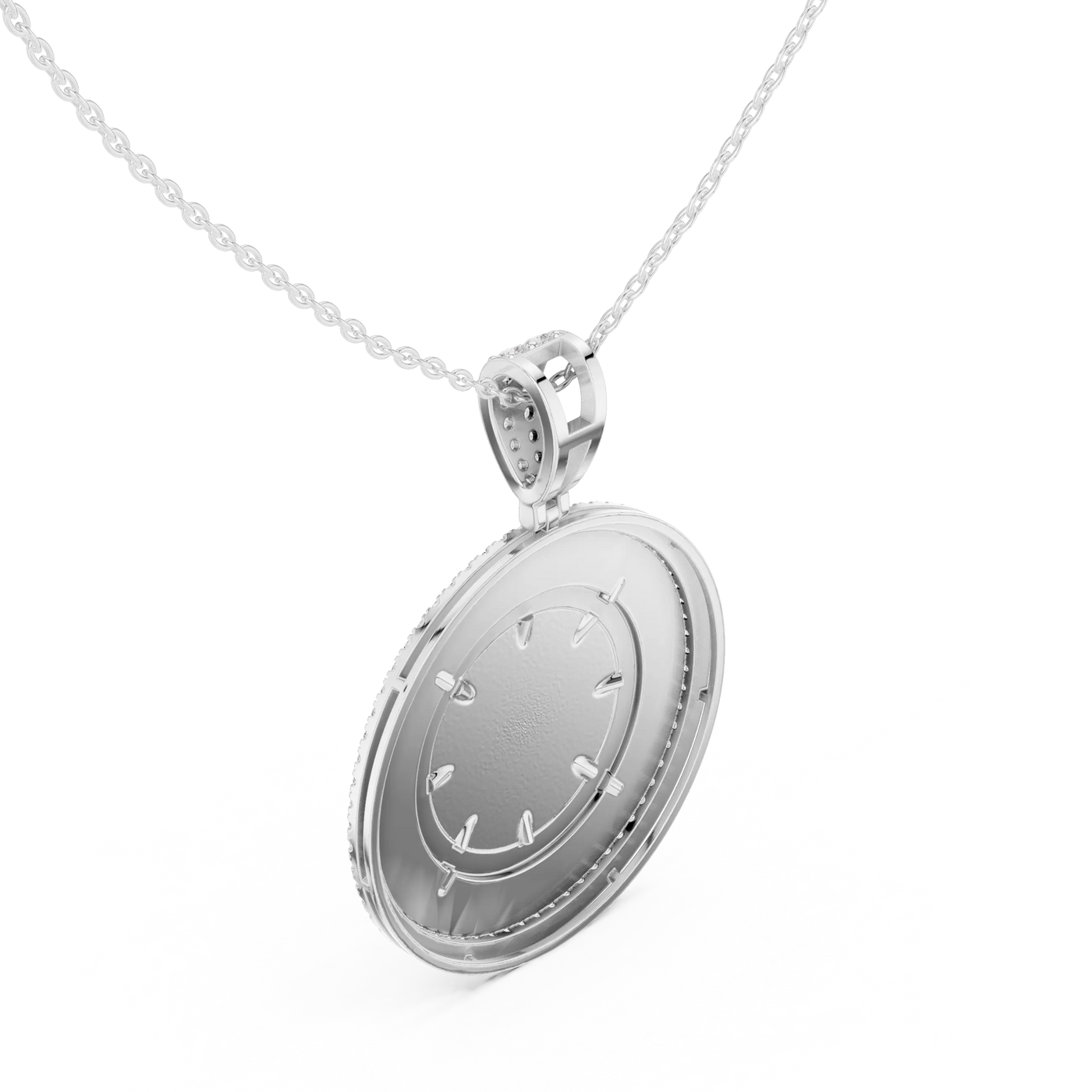 Front-View: Round Diamond Pendant with Bezel Setting in 14k White Gold - Lab Grown - Driona Jewels