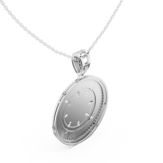 Front-View: Round Diamond Pendant with Bezel Setting in 14k White Gold - Lab Grown - Driona Jewels