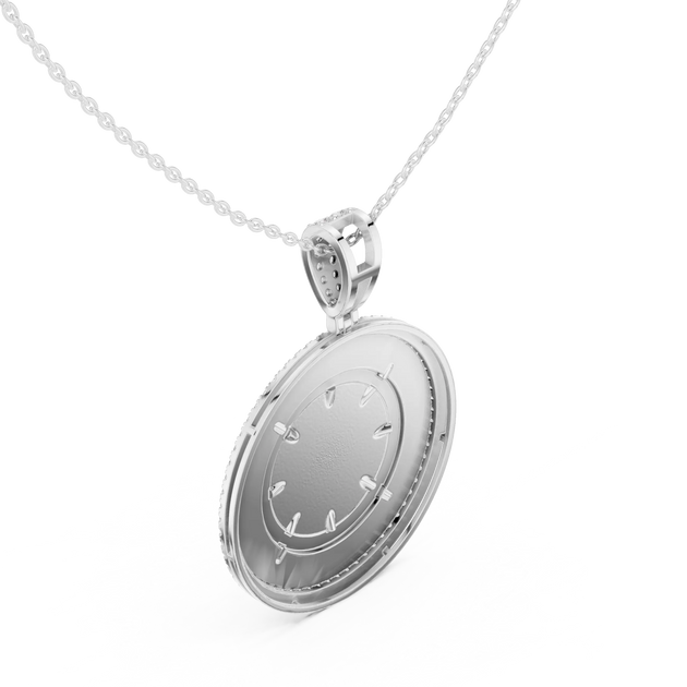 Front-View: Round Diamond Pendant with Bezel Setting in 14k White Gold - Lab Grown - Driona Jewels