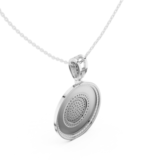 Front-View: Round Diamond Pendant with Bezel Setting in 14k White Gold - Lab Grown - Driona Jewels