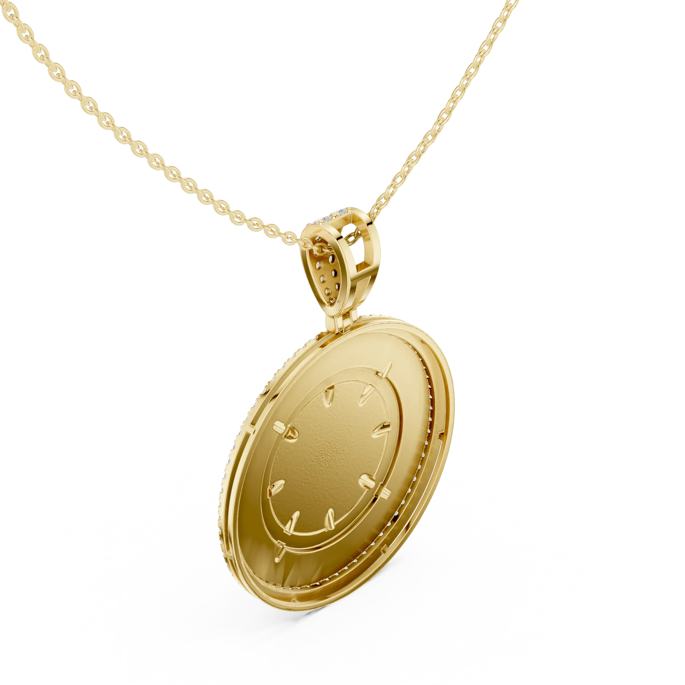 Back-view: Round Diamond Pendant with Bezel Setting in 14k Yellow Gold - Lab Grown - Driona Jewels