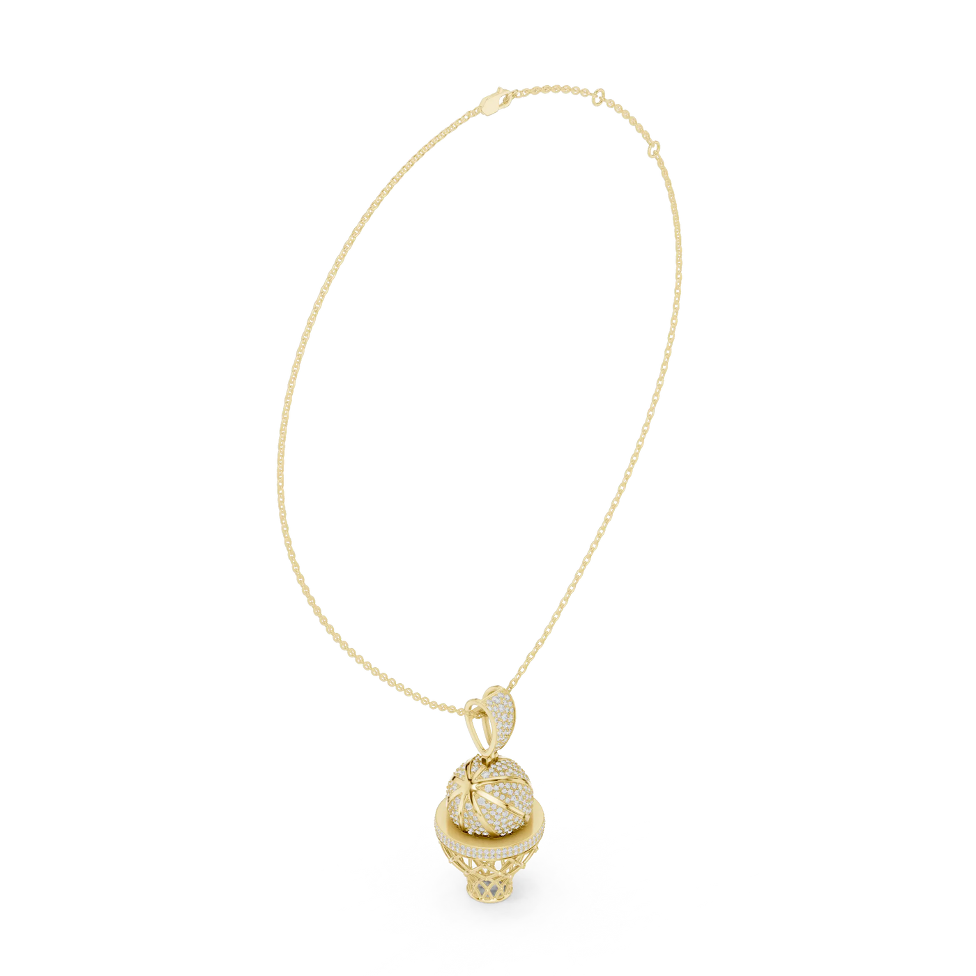 Front-View: Round Diamond Pendant with Bezel Setting in 14k Yellow Gold - Lab Grown - Driona Jewels
