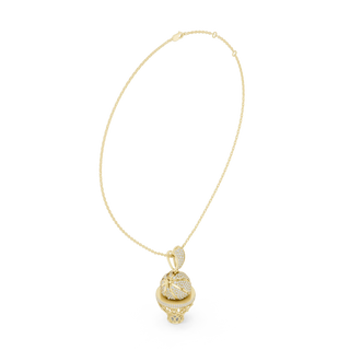 Front-View: Round Diamond Pendant with Bezel Setting in 14k Yellow Gold - Lab Grown - Driona Jewels