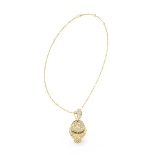 Front-View: Round Diamond Pendant with Bezel Setting in 14k Yellow Gold - Lab Grown - Driona Jewels