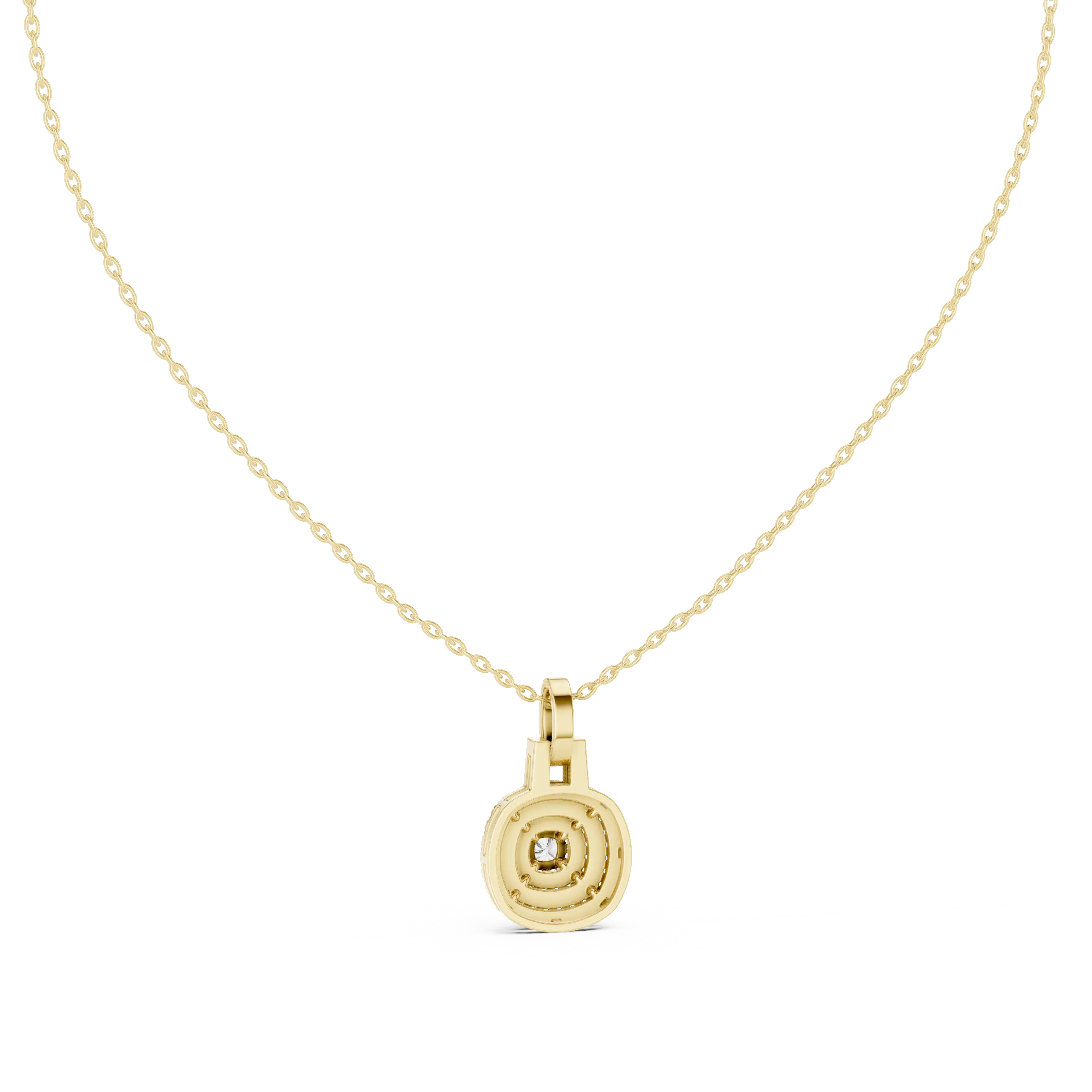 Front-view: Round Diamond Pendant with Bezel Setting in 14k Yellow Gold - Lab Grown - Driona Jewels