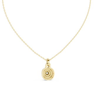 Front-view: Round Diamond Pendant with Bezel Setting in 14k Yellow Gold - Lab Grown - Driona Jewels