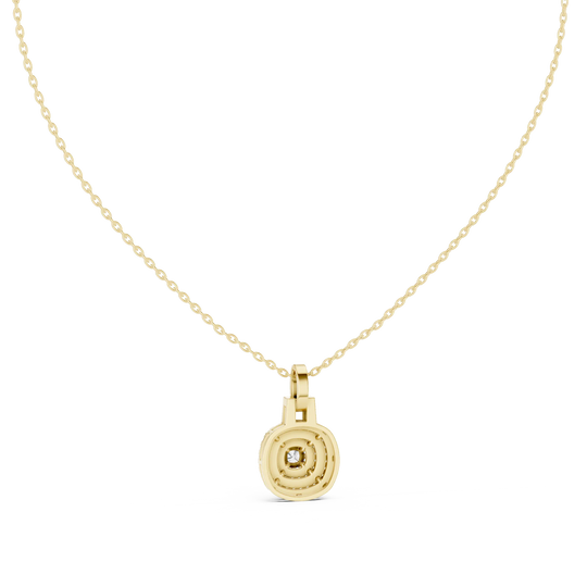 Front-view: Round Diamond Pendant with Bezel Setting in 14k Yellow Gold - Lab Grown - Driona Jewels