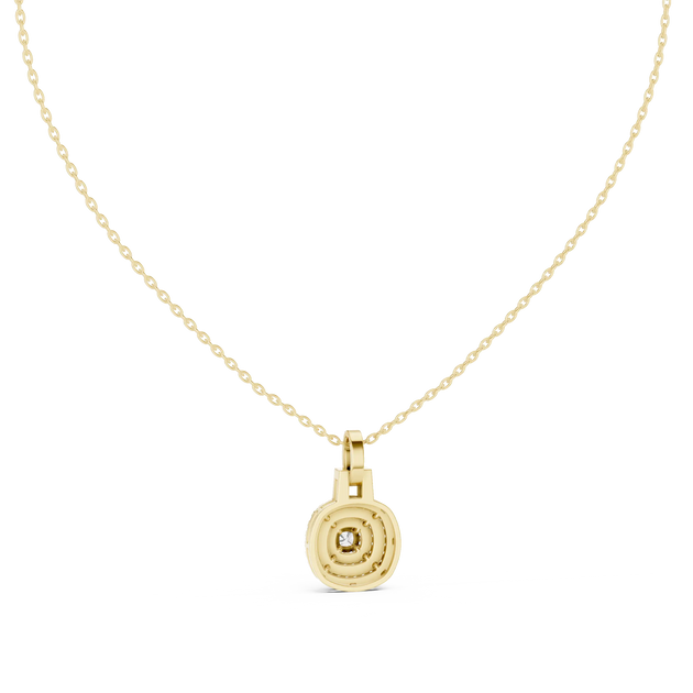 Front-view: Round Diamond Pendant with Bezel Setting in 14k Yellow Gold - Lab Grown - Driona Jewels