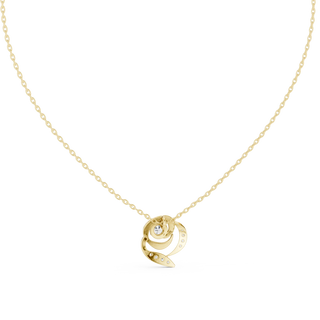 Front-View: Round Diamond Pendant with Bezel Setting in 14k Yellow Gold - Lab Grown - Driona Jewels