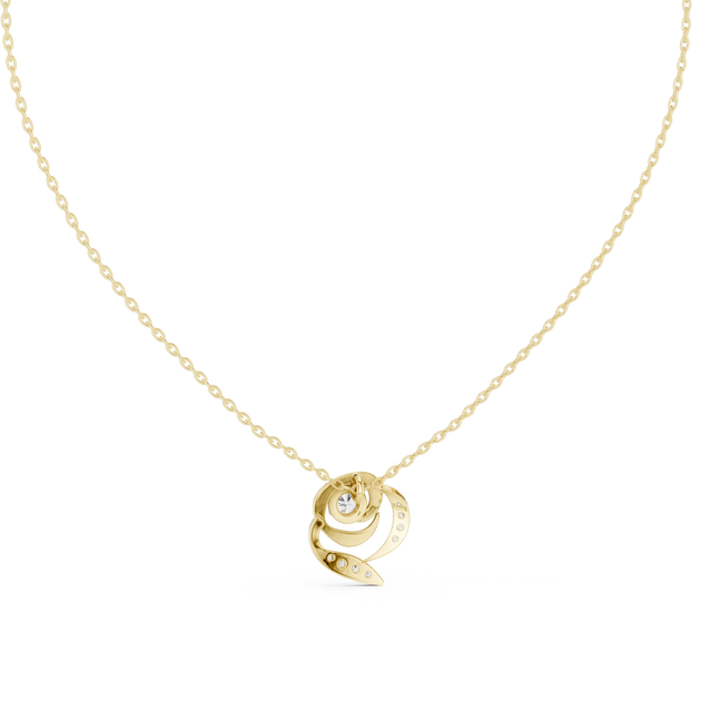 Front-View: Round Diamond Pendant with Bezel Setting in 14k Yellow Gold - Lab Grown - Driona Jewels