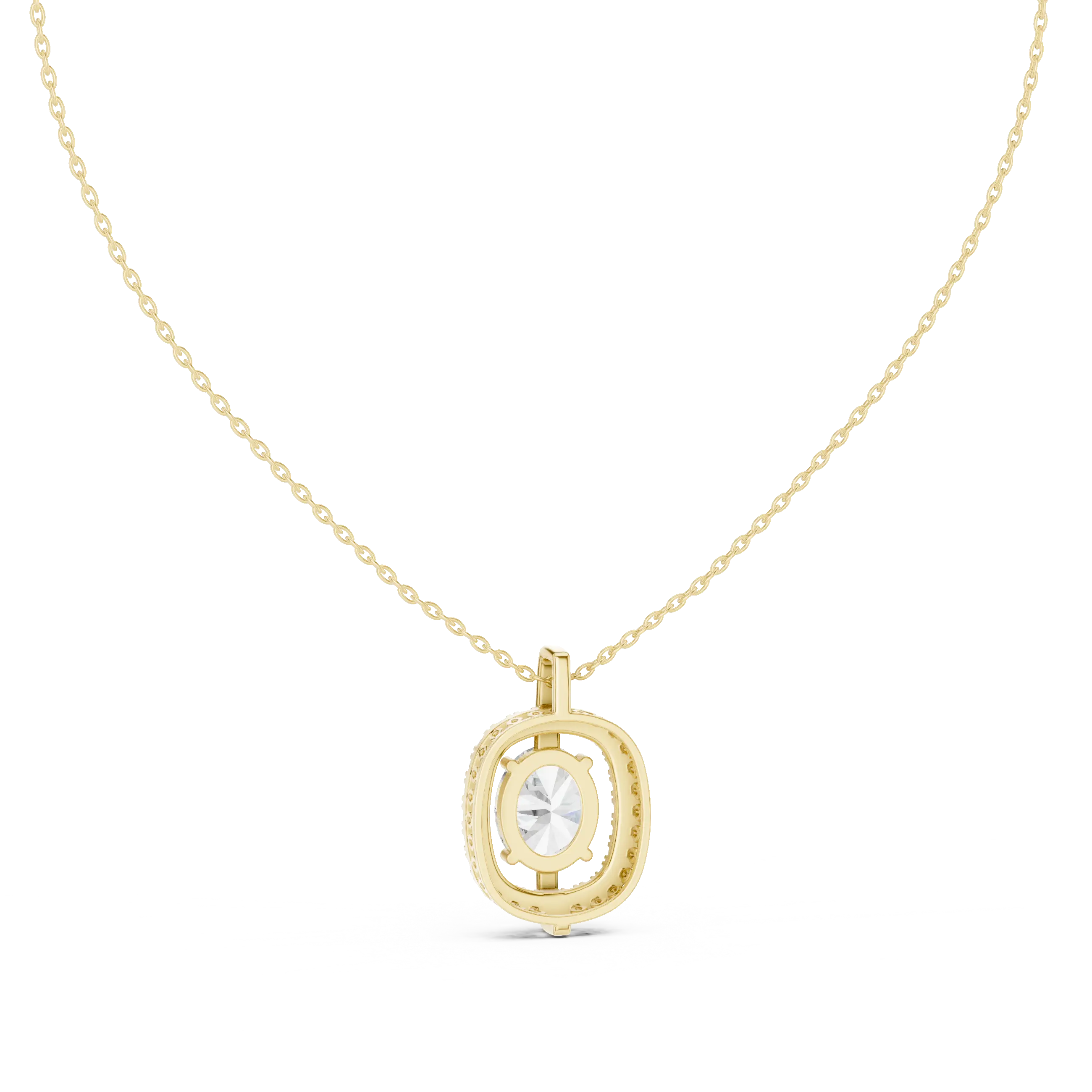 Front-view: Round Diamond Pendant with Bezel Setting in 14k Yellow Gold - Lab Grown - Driona Jewels