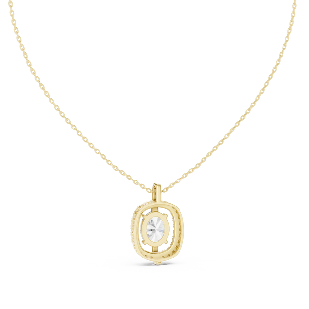 Front-view: Round Diamond Pendant with Bezel Setting in 14k Yellow Gold - Lab Grown - Driona Jewels