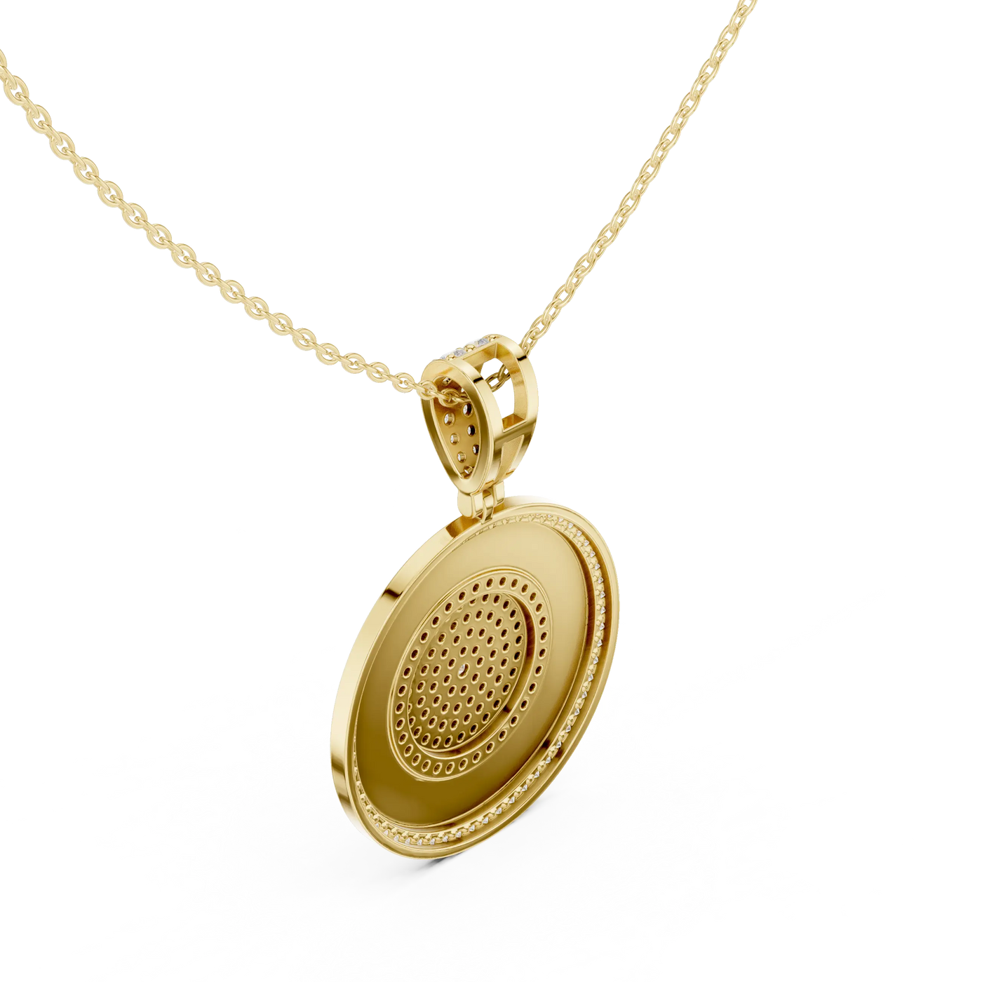 Front: Round Diamond Pendant with Bezel Setting in 14k Yellow Gold - Lab Grown - Driona Jewels