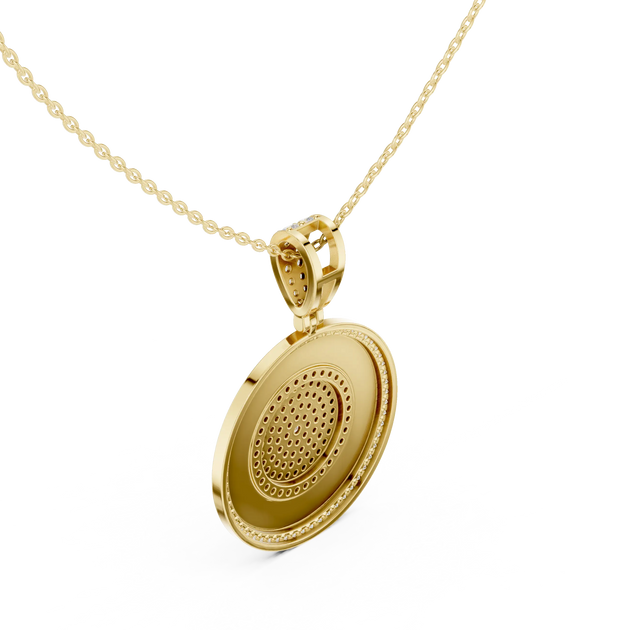 Front: Round Diamond Pendant with Bezel Setting in 14k Yellow Gold - Lab Grown - Driona Jewels
