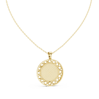 Front: Round Diamond Pendant with Bezel Setting in 14k Yellow Gold - Lab Grown - Driona Jewels