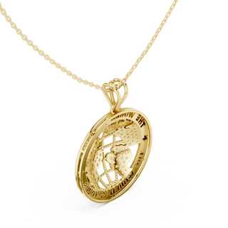 Three-quarter-view: Round Diamond Pendant with Bezel Setting in 14k Yellow Gold - Lab Grown - Driona Jewels
