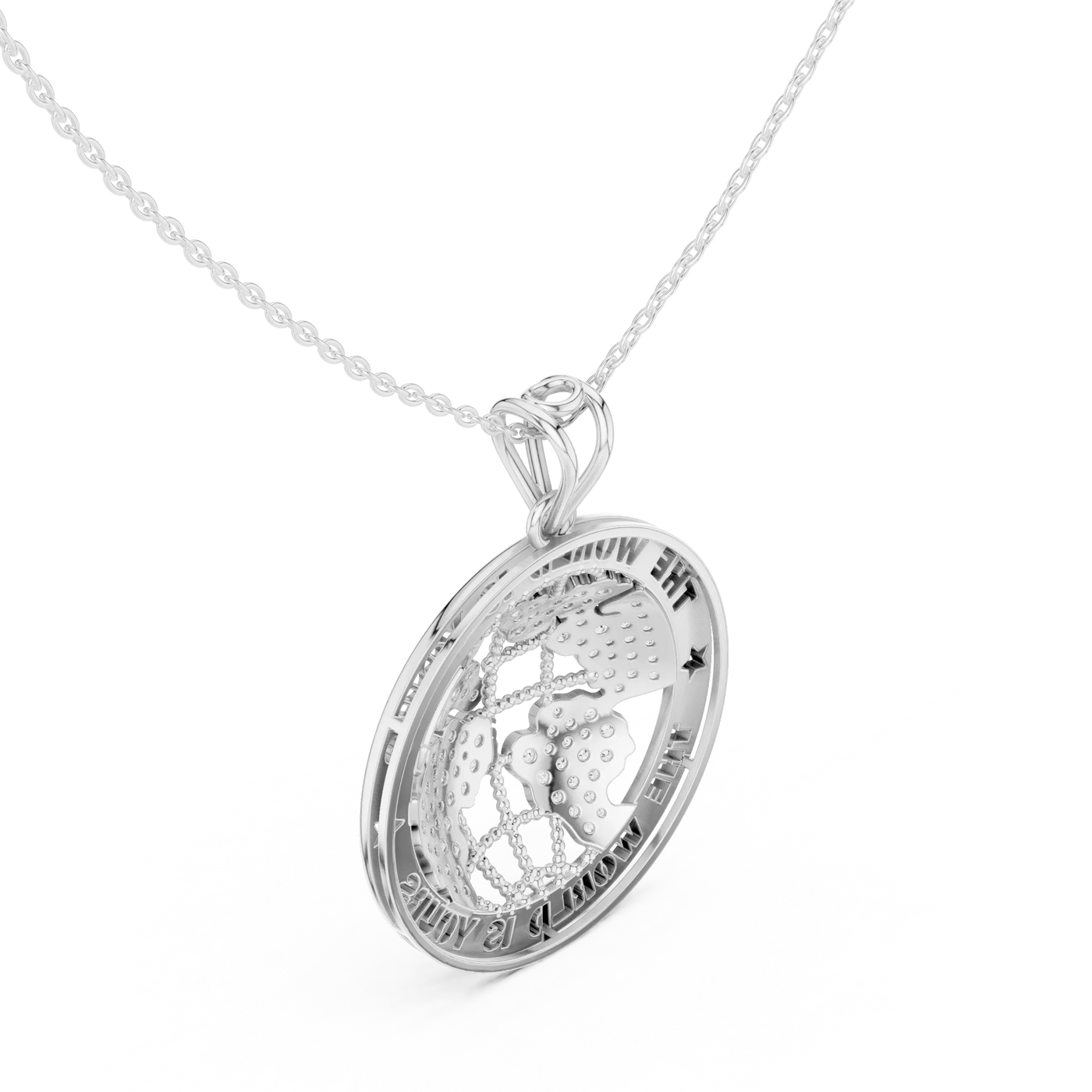 Front-View: Round Diamond Pendant with Cage Setting in 925 Silver - Lab Grown - Driona Jewels