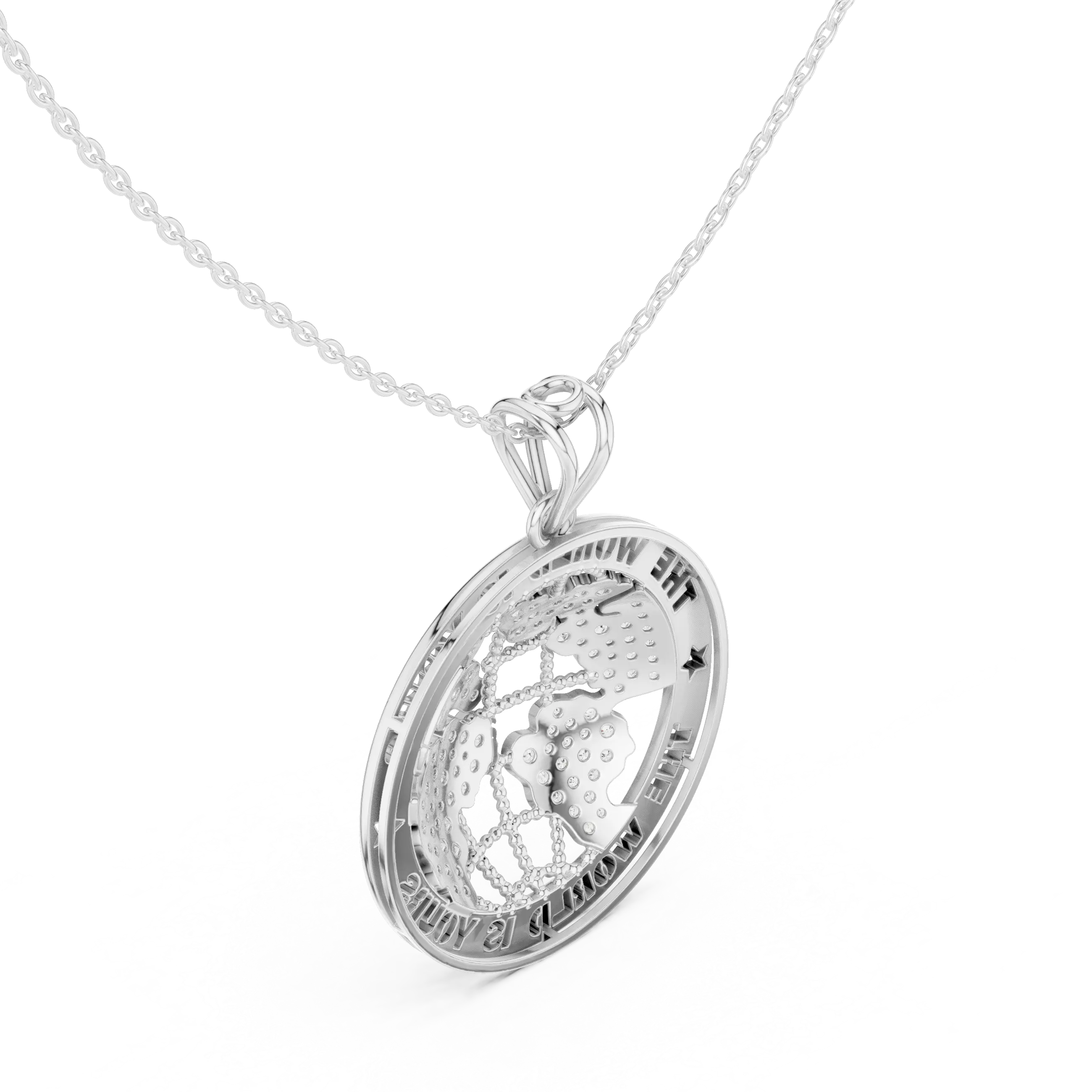 Front-View: Round Diamond Pendant with Cage Setting in 925 Silver - Lab Grown - Driona Jewels