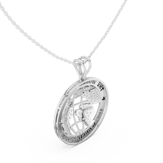 Front-View: Round Diamond Pendant with Cage Setting in 925 Silver - Lab Grown - Driona Jewels