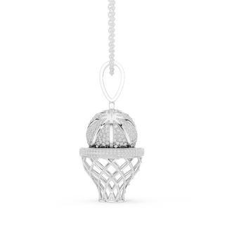 Front-View: Round Diamond Pendant with Cage Setting in 14k White Gold - Lab Grown - Driona Jewels