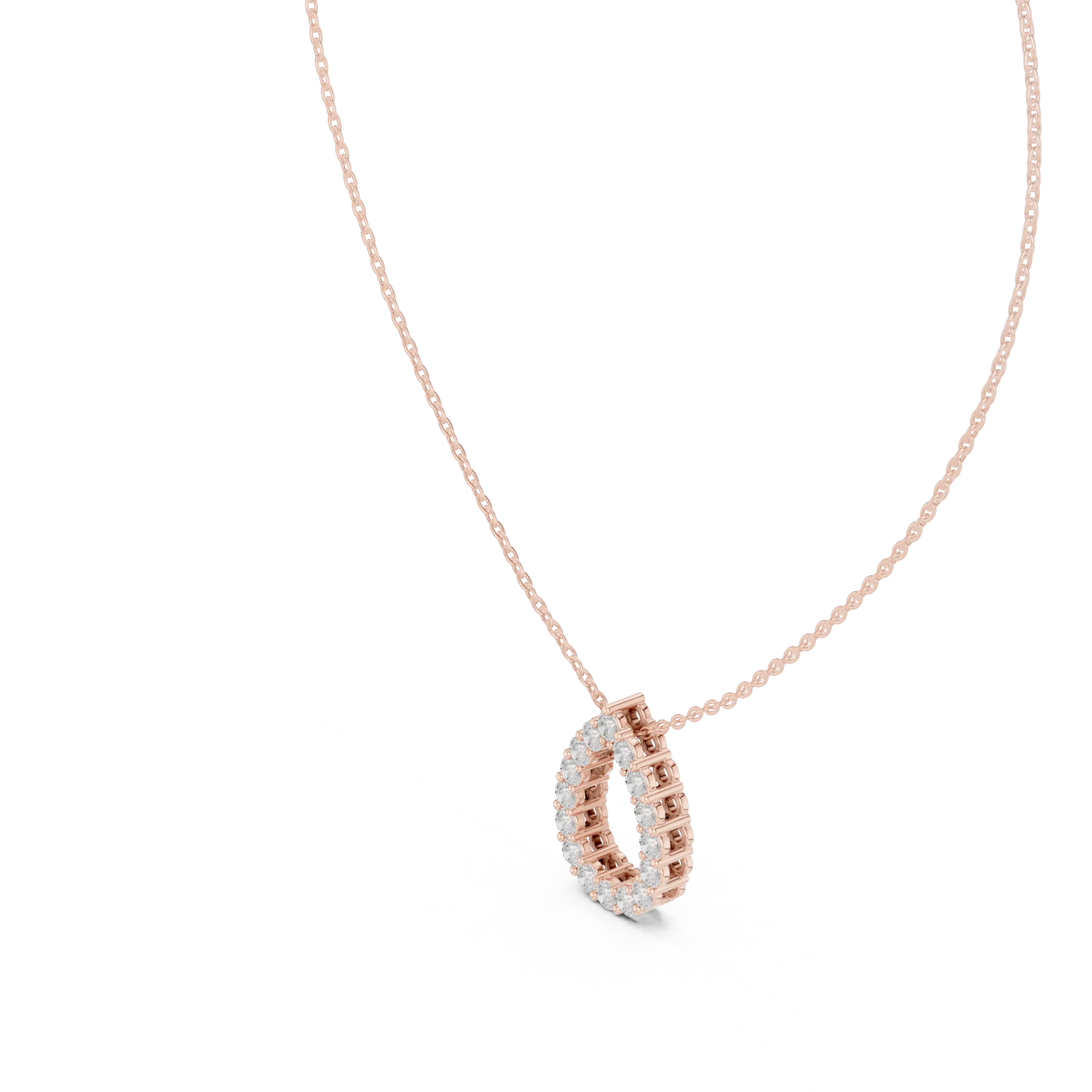 Sparkle-shot: Round Diamond Pendant with Halo Setting in 14k Rose Gold - Lab Grown - Driona Jewels