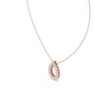 Sparkle-shot: Round Diamond Pendant with Halo Setting in 14k Rose Gold - Lab Grown - Driona Jewels