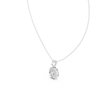 Front-view: Round Diamond Pendant with Halo Setting in 14k White Gold - Lab Grown - Driona Jewels