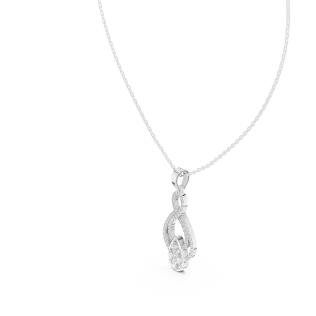 Front-View: Round Diamond Pendant with Halo Setting in 14k White Gold - Lab Grown - Driona Jewels
