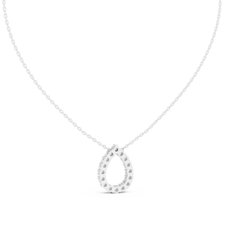 Front-View: Round Diamond Pendant with Halo Setting in 14k White Gold - Lab Grown - Driona Jewels