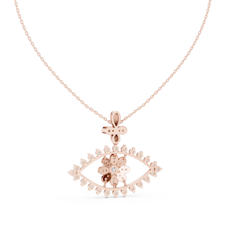 Front-View: Round Diamond Pendant with Pave Setting in 14k Rose Gold - Lab Grown - Driona Jewels