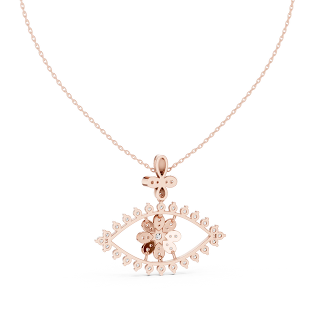 Front-View: Round Diamond Pendant with Pave Setting in 14k Rose Gold - Lab Grown - Driona Jewels