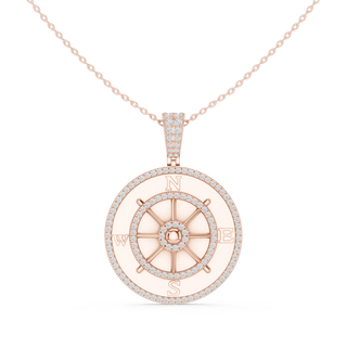 Front: Round Diamond Pendant with Pave Setting in 14k Rose Gold - Lab Grown - Driona Jewels