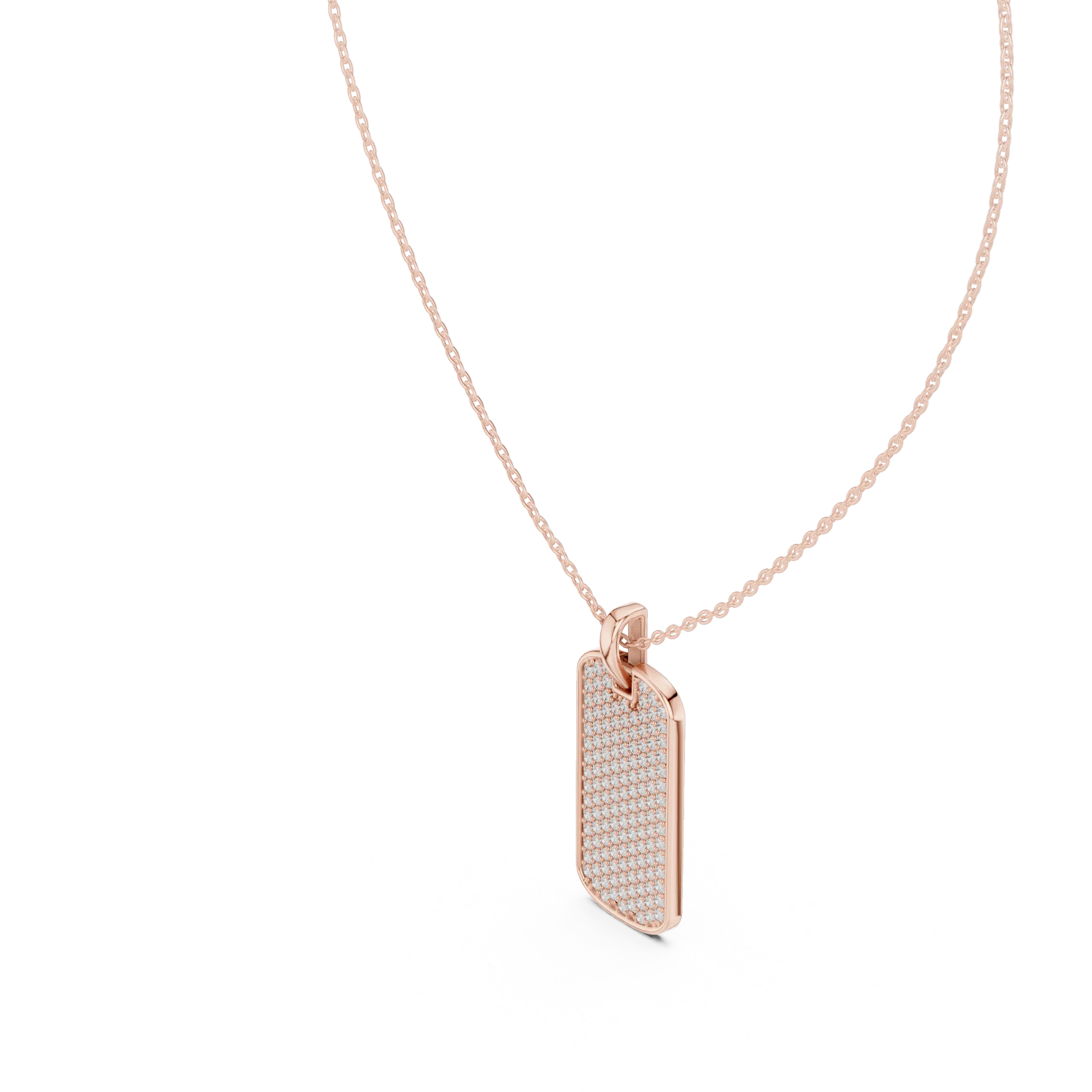 Front: Round Diamond Pendant with Pave Setting in 14k Rose Gold - Lab Grown - Driona Jewels