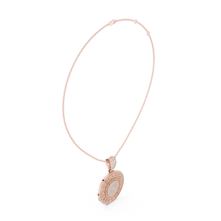 Front-View: Round Diamond Pendant with Pave Setting in 14k Rose Gold - Lab Grown - Driona Jewels