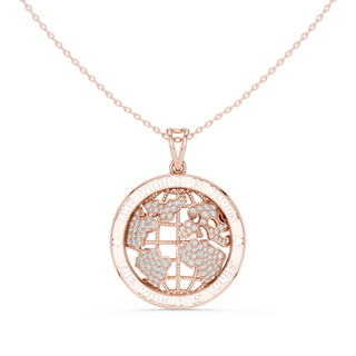 Front: Round Diamond Pendant with Pave Setting in 14k Rose Gold - Lab Grown - Driona Jewels