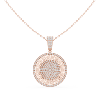 Front: Round Diamond Pendant with Pave Setting in 14k Rose Gold - Lab Grown - Driona Jewels
