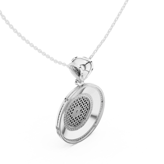 Front-View: Round Diamond Pendant with Pave Setting in 14k White Gold - Lab Grown - Driona Jewels